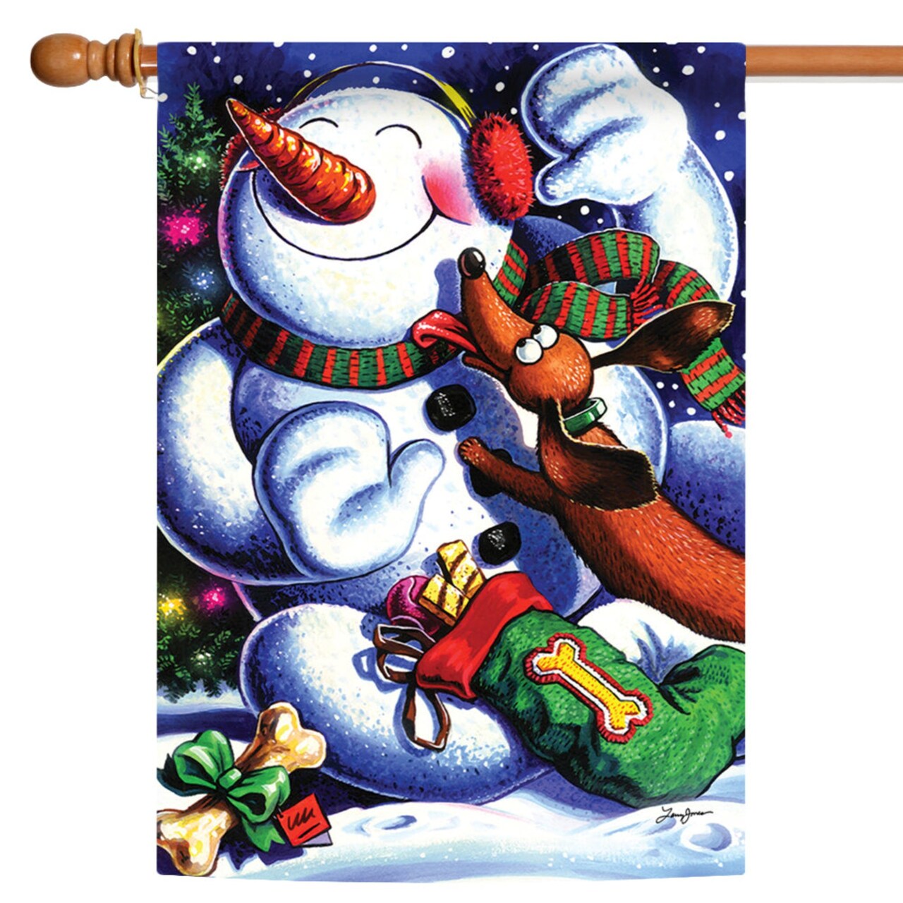 Toland Home Garden Snowman's Best Friend Christmas Outdoor House Flag 40" x 28"